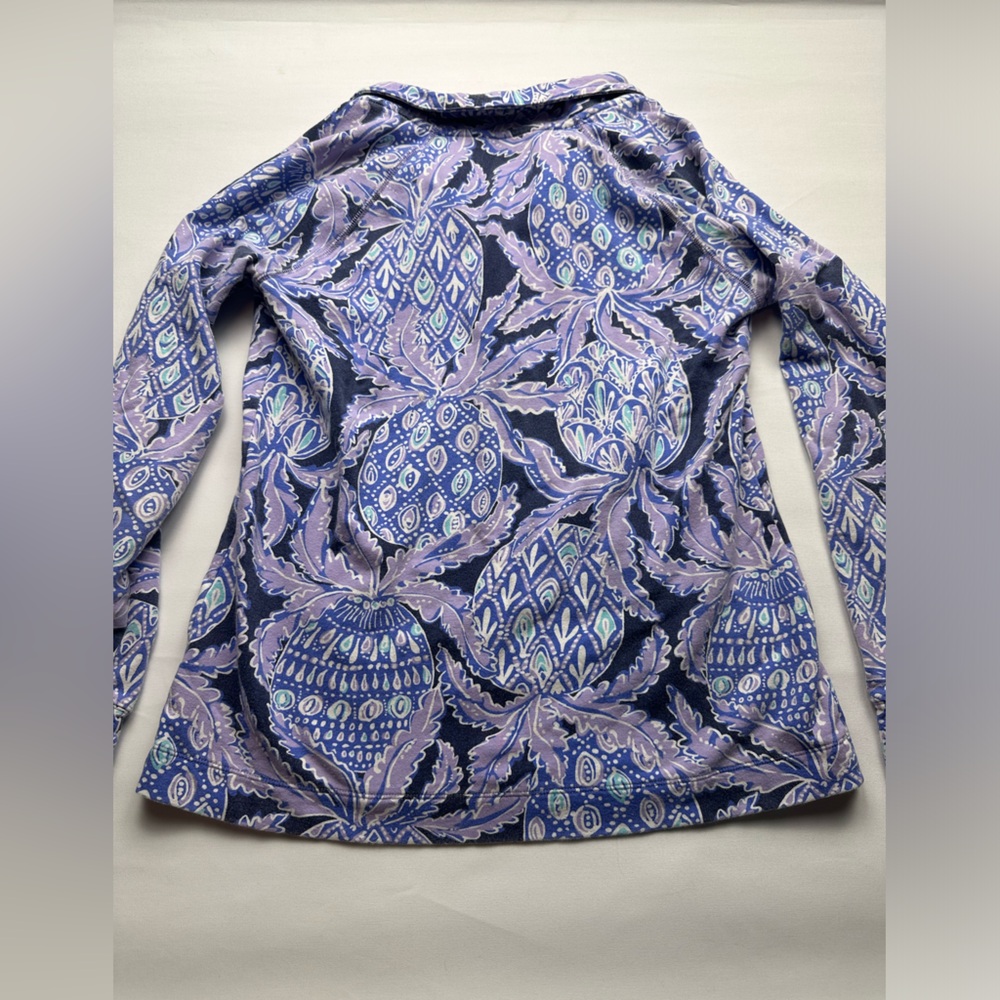 Lilly Pulitzer size M paisley pattern purple 1/4 zip pullover light sweatshirt. - Picture 2 of 8